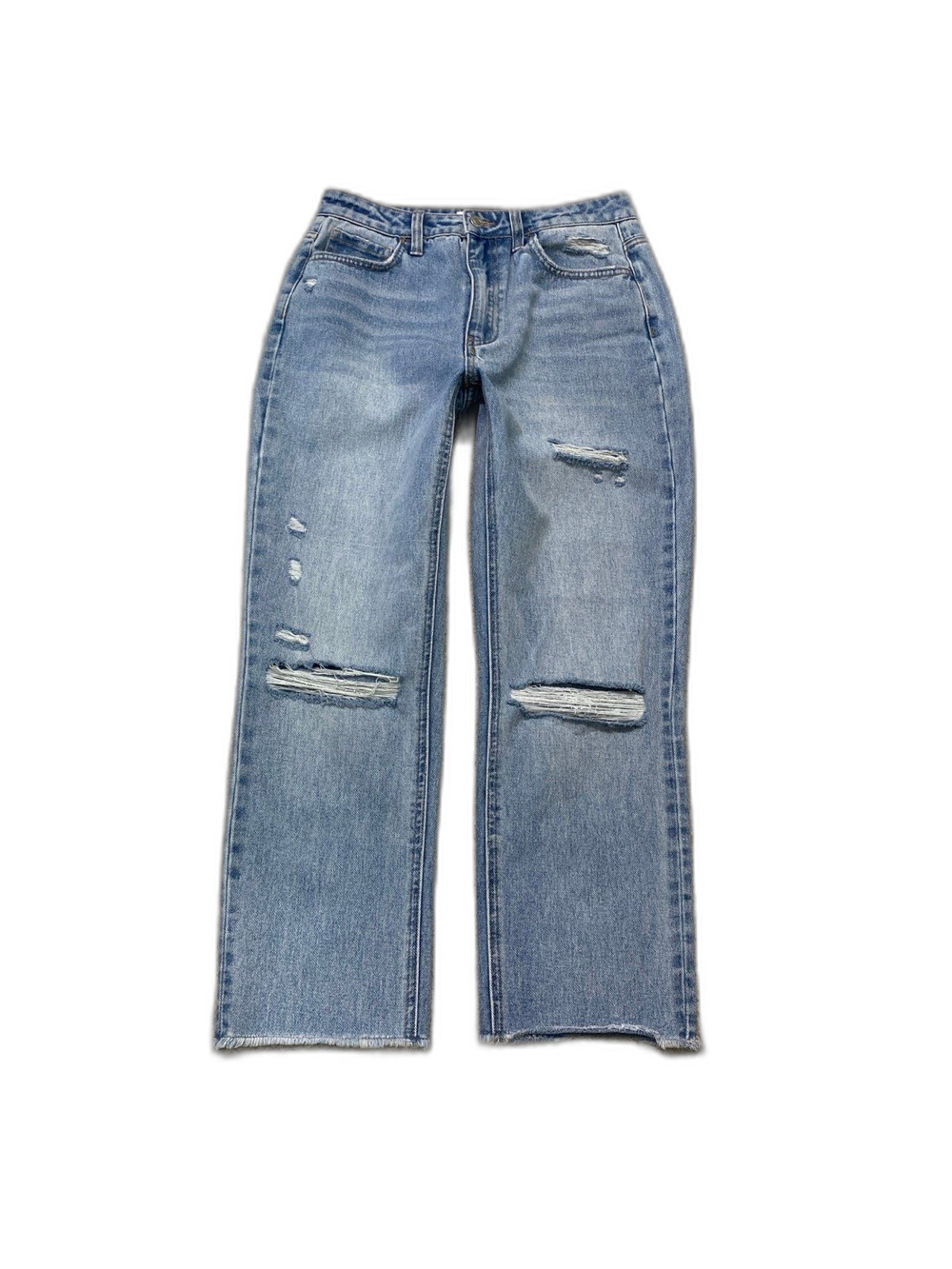Vervet 90s High-Rise Straight Crop Distressed Raw Hem Jeans Size 28